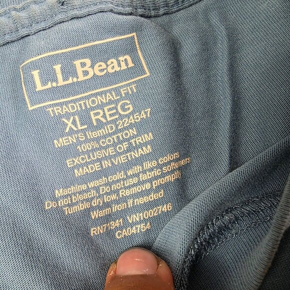 L.L.Bean Mens XL Blue Traditional Fit Shirt Casual Crewneck Outdoors Comfort - Picture 3 of 8